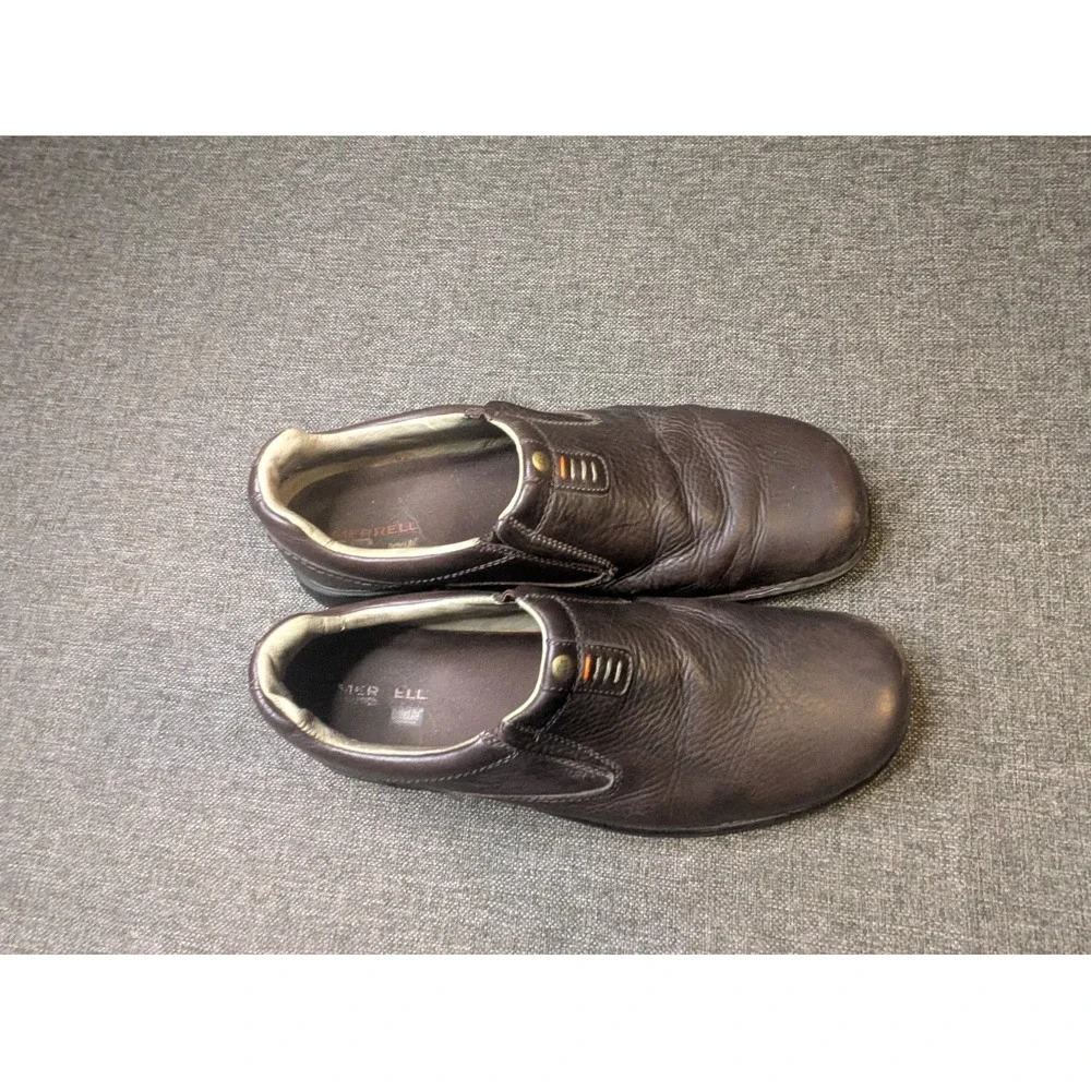 Merrell World Legend Shoes Mens Size 14 Slip On Brown Pebbled Leather Comfort